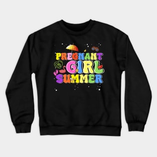 Pregnant Girl Summer Beach Pregnancy Announcement Gift For Boys Girl Kids Crewneck Sweatshirt